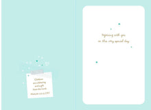 Load image into Gallery viewer, Moon With Hearts and Stars Baby Boy Christening Card