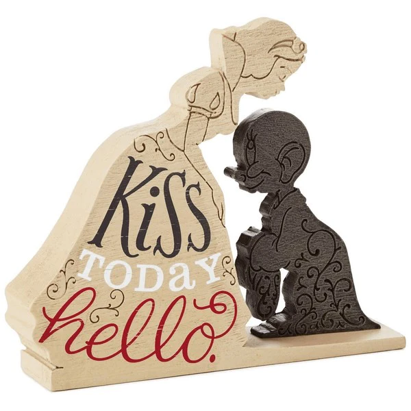 Disney Snow White Kiss Today Hello Quote Sign Figurine
