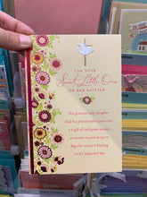 Load image into Gallery viewer, Dove With Gold Cross Baby Girl Baptism Card
