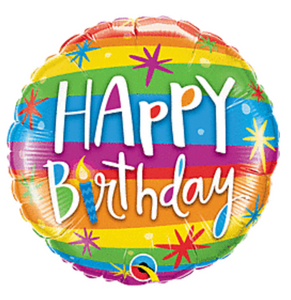18" Birthday Rainbow Stripes