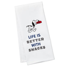 Load image into Gallery viewer, Peanuts® Snoopy Life Is Better With Snacks Tea Towel
