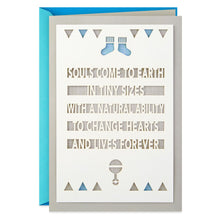 Load image into Gallery viewer, Changing Hearts and Lives Forever New Baby Boy Card
