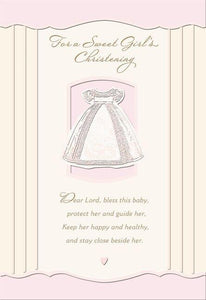 Gown With Bow Baby Girl Christening Card