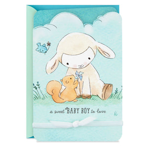 Great Big Love Lamb and Squirrel New Baby Boy Card