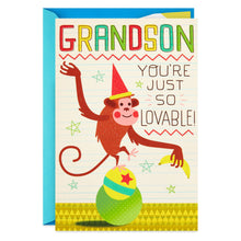 Load image into Gallery viewer, Huggable Snuggable Pop Up Birthday Card for Grandson
