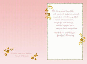 Baby Feet Religious Baptism Card for Girl
