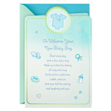 Load image into Gallery viewer, Welcome With a Kiss and Hug New Baby Boy Card

