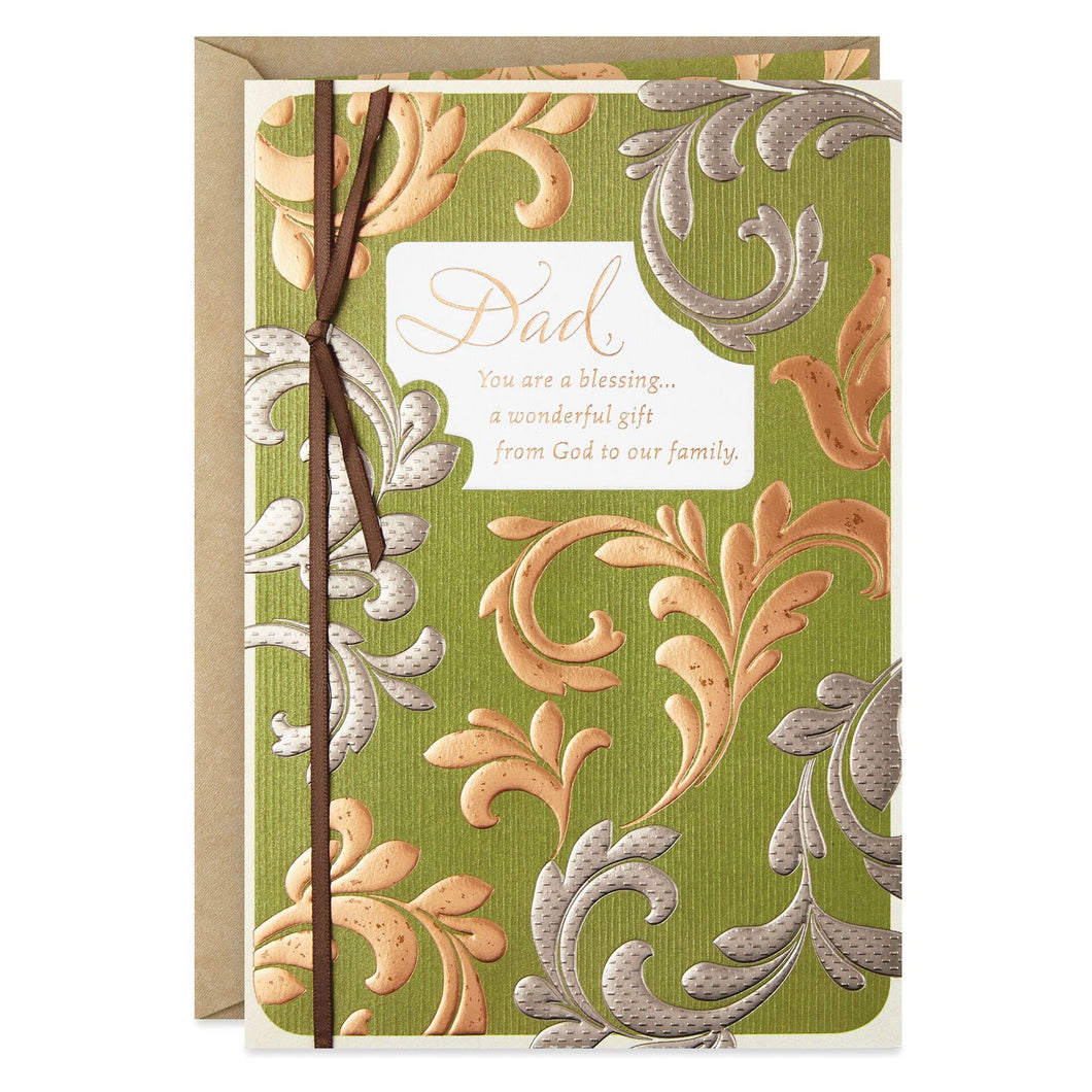 Embossed Foil Leaves Religious Birthday Card for Dad