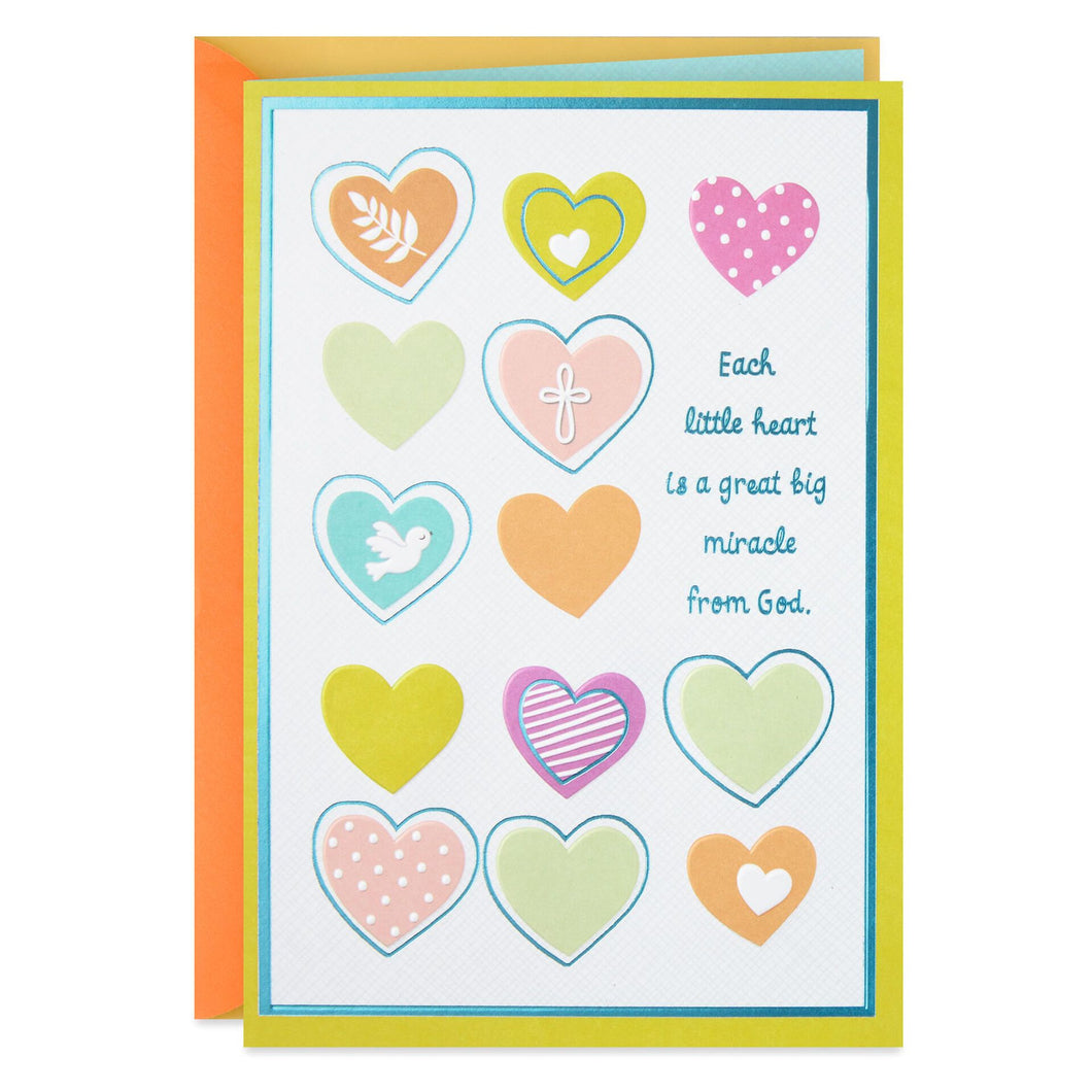 Each Little Heart Is a Great Big Miracle Baptism Card