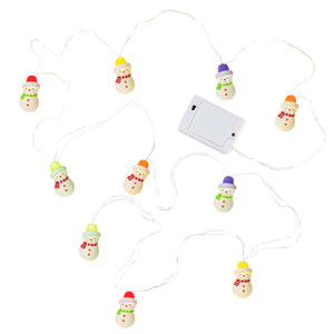 Gumdrop Snowman 10-Light Christmas String Lights, 10'
