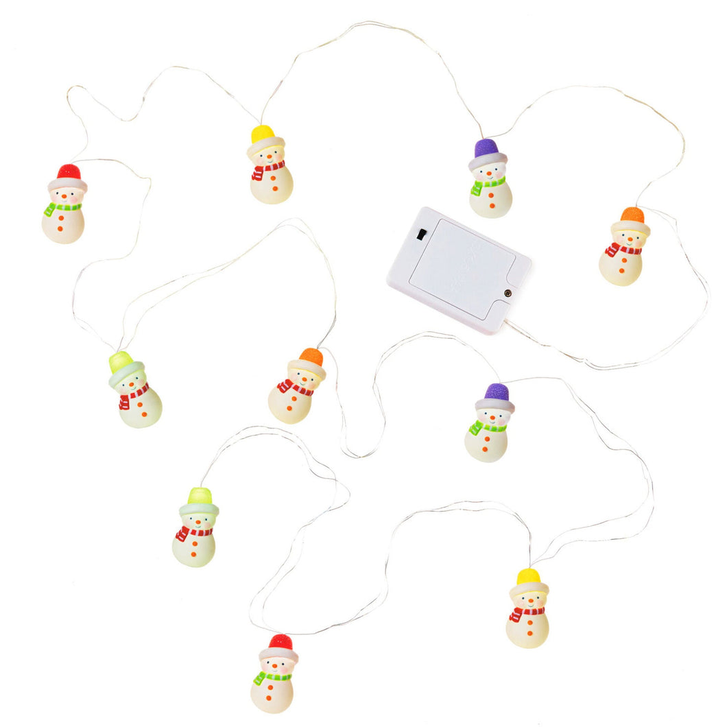 Gumdrop Snowman 10-Light Christmas String Lights, 10'
