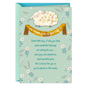 Little Lamb Baptism Card for Baby Boy