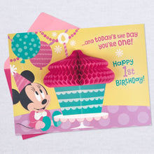 Load image into Gallery viewer, Disney Minnie Mouse Honeycomb Pop Up 1st Birthday Card
