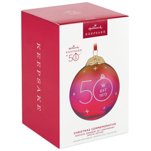Keepsake Ornament 50th Anniversary Christmas Commemorative Special Edition Glass and Metal Ornament