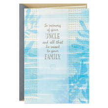 Load image into Gallery viewer, Blue Watercolor Plants Loss of Uncle Sympathy Card
