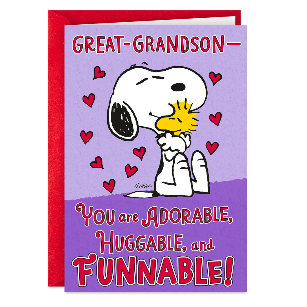 Peanuts® Snoopy and Woodstock Funnable Valentine's Day Card for Great-Grandson