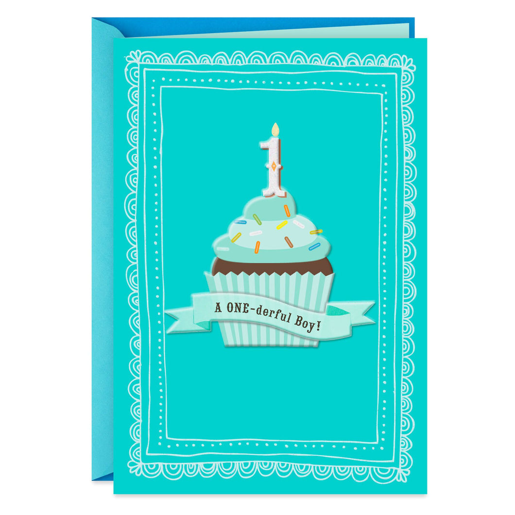 ONE-derful First Birthday Card for Boy