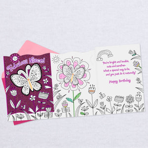 Butterfly and Flowers Fabulous Niece Birthday Card