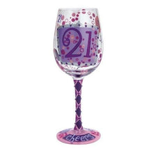 Load image into Gallery viewer, Lolita - 21st Birthday Hand Painted Wine Glass
