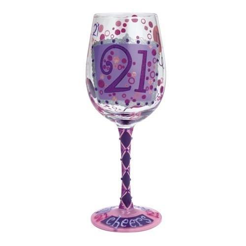 Lolita - 21st Birthday Hand Painted Wine Glass