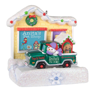 Happy Holiday Parade Collection Anita's Pet Shop Musical Ornament With Light