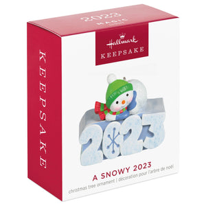 Mini A Snowy 2023 Ornament With Light, 1.25"