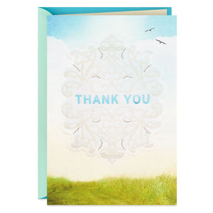 Elegant Embroidered Vellum Thank You Card