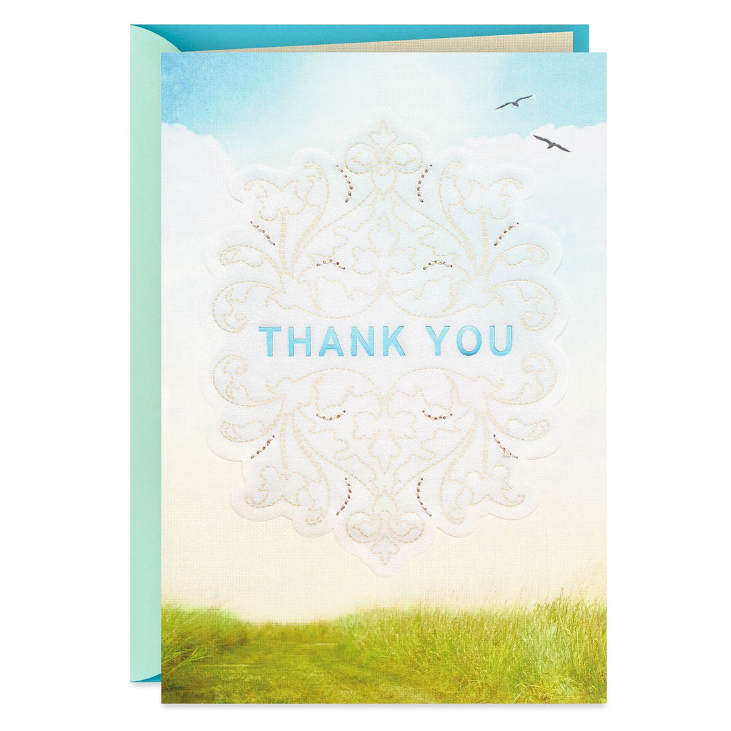 Elegant Embroidered Vellum Thank You Card