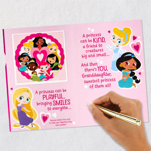 Disney Princess Valentine's Day Card for Granddaughter With Sticker