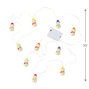Gumdrop Snowman 10-Light Christmas String Lights, 10'