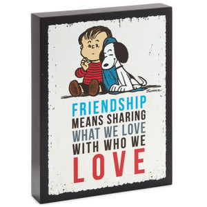 Peanuts® Linus and Snoopy Friendship Wood Quote Sign, 5x6.5