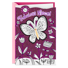 Load image into Gallery viewer, Butterfly and Flowers Fabulous Niece Birthday Card
