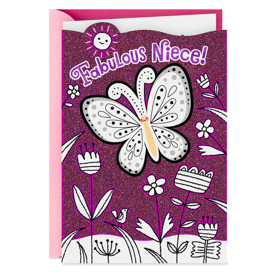 Butterfly and Flowers Fabulous Niece Birthday Card