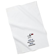 Load image into Gallery viewer, Peanuts® Snoopy Life Is Better With Snacks Tea Towel
