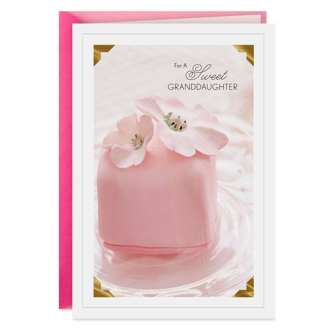 Pink Petit Fours Cake Birthday Card for Granddaughter